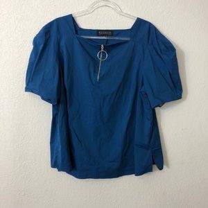 Eloquii Tops - Eloquii | Blue Blouse with Zipper Detail Eloquii Tops - Eloquii | Blue Blouse with Zipper Detail
